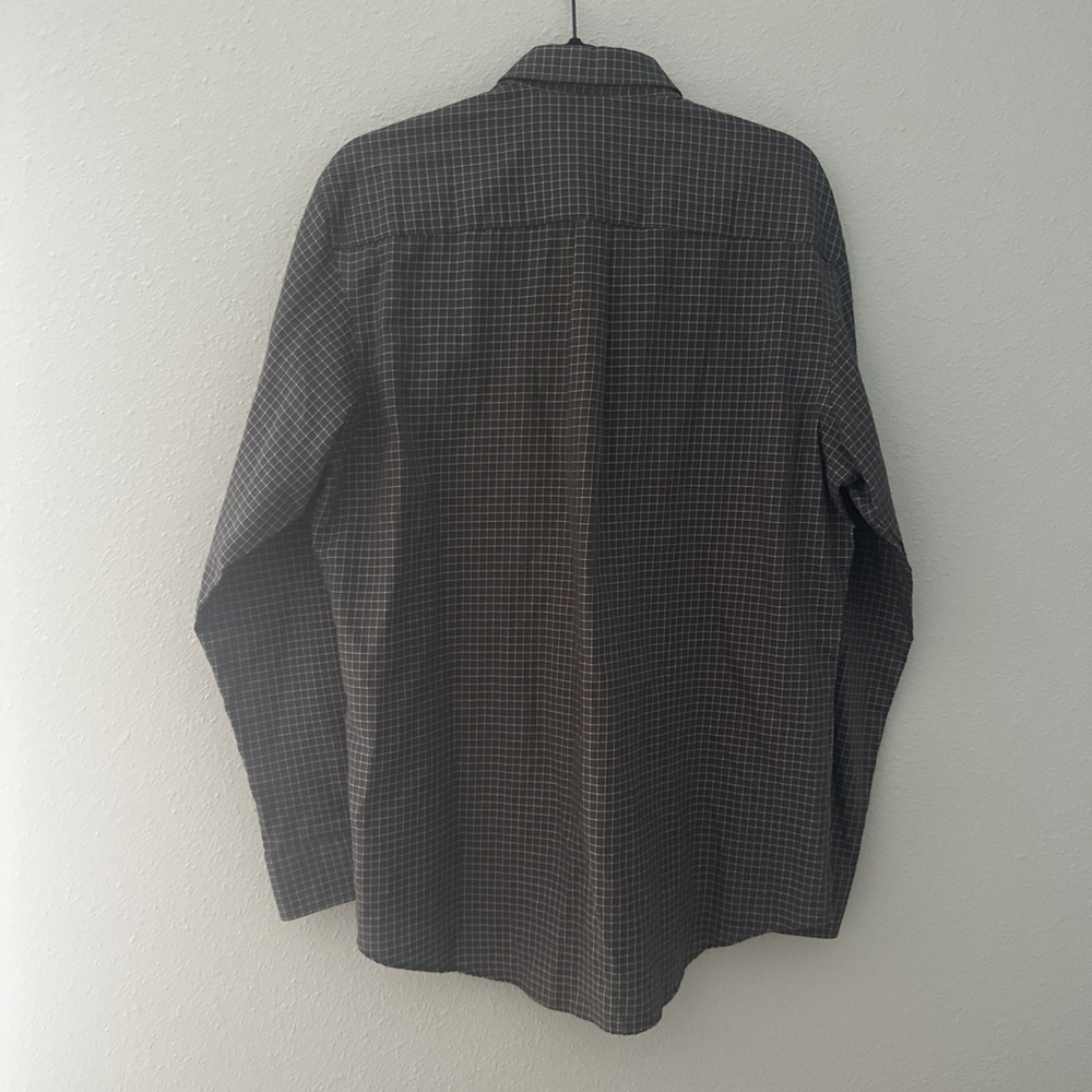 Van Heusen Mens M 15-15.5 Plaid Long Sleeve Button Up Dress Shirt Gray Black - Picture 5 of 7